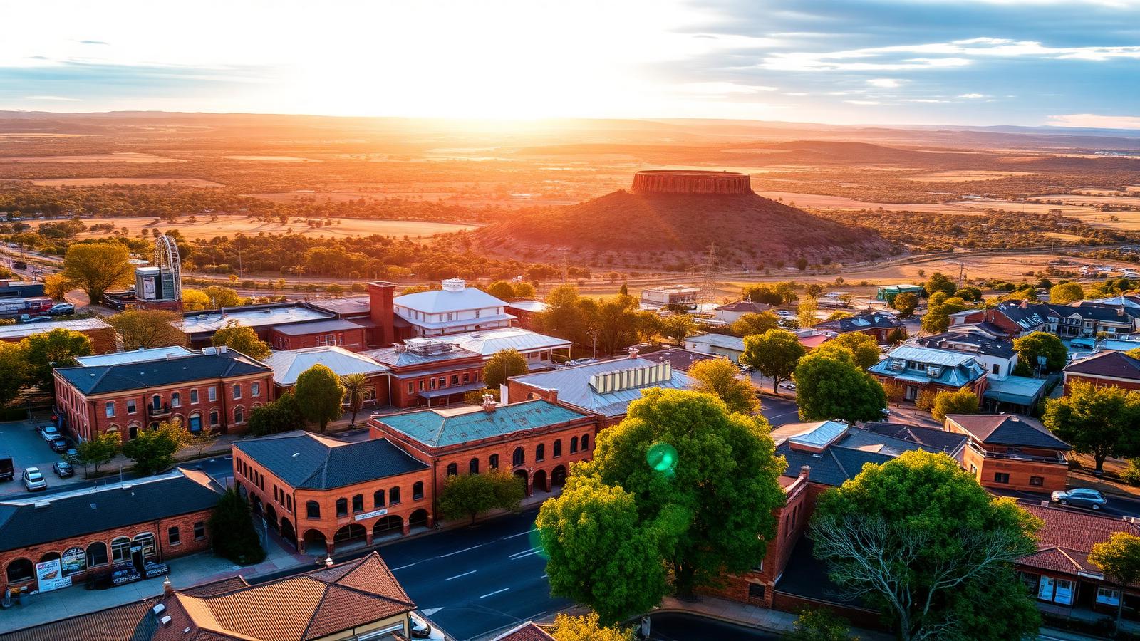 Toowoomba city view with heritage buildings and the Darling Downs escarpment — ISO certification in Toowoomba support area